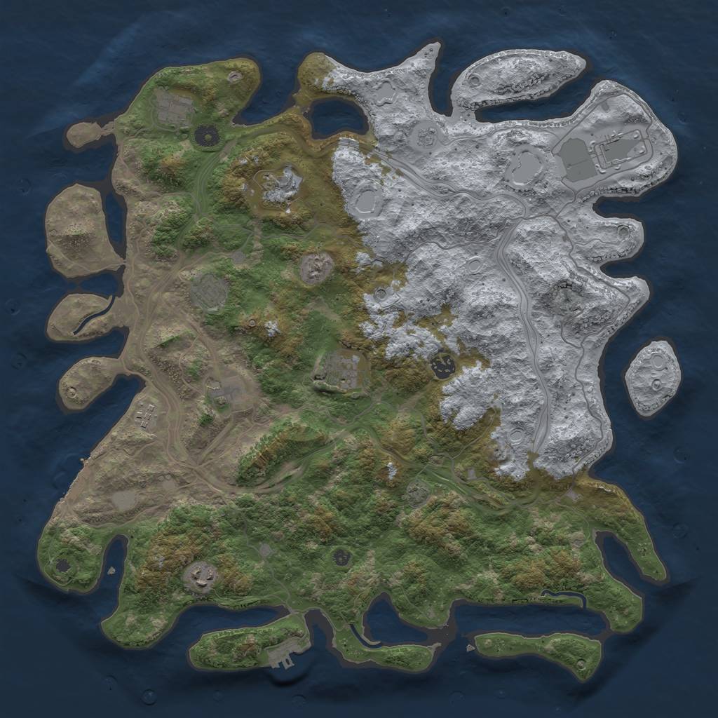 Rust Map: Procedural Map, Size: 4500, Seed: 586325, 17 Monuments