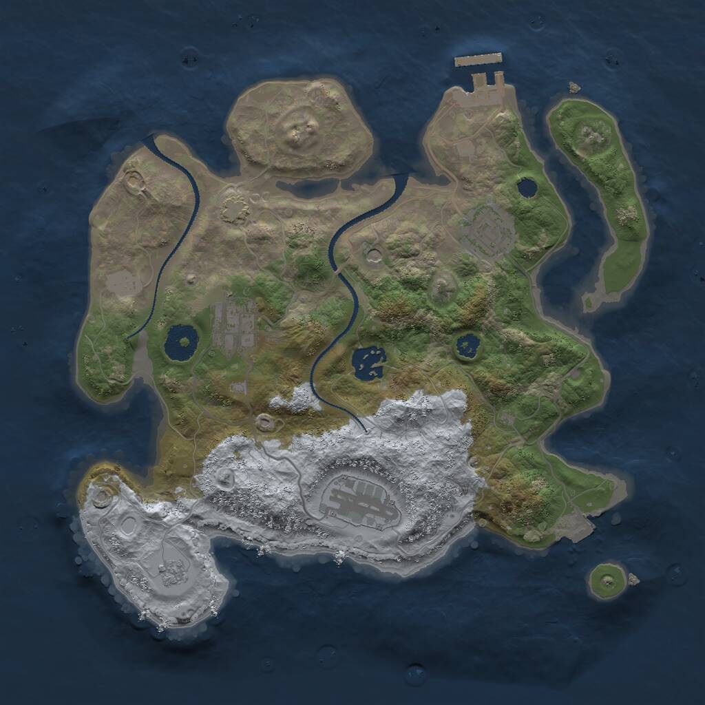 Rust Map: Procedural Map, Size: 3000, Seed: 232487212, 9 Monuments