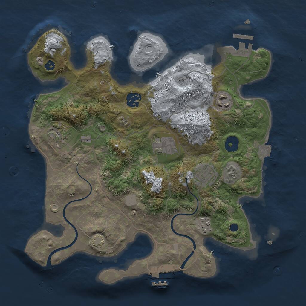 Rust Map: Procedural Map, Size: 3050, Seed: 980807599, 11 Monuments