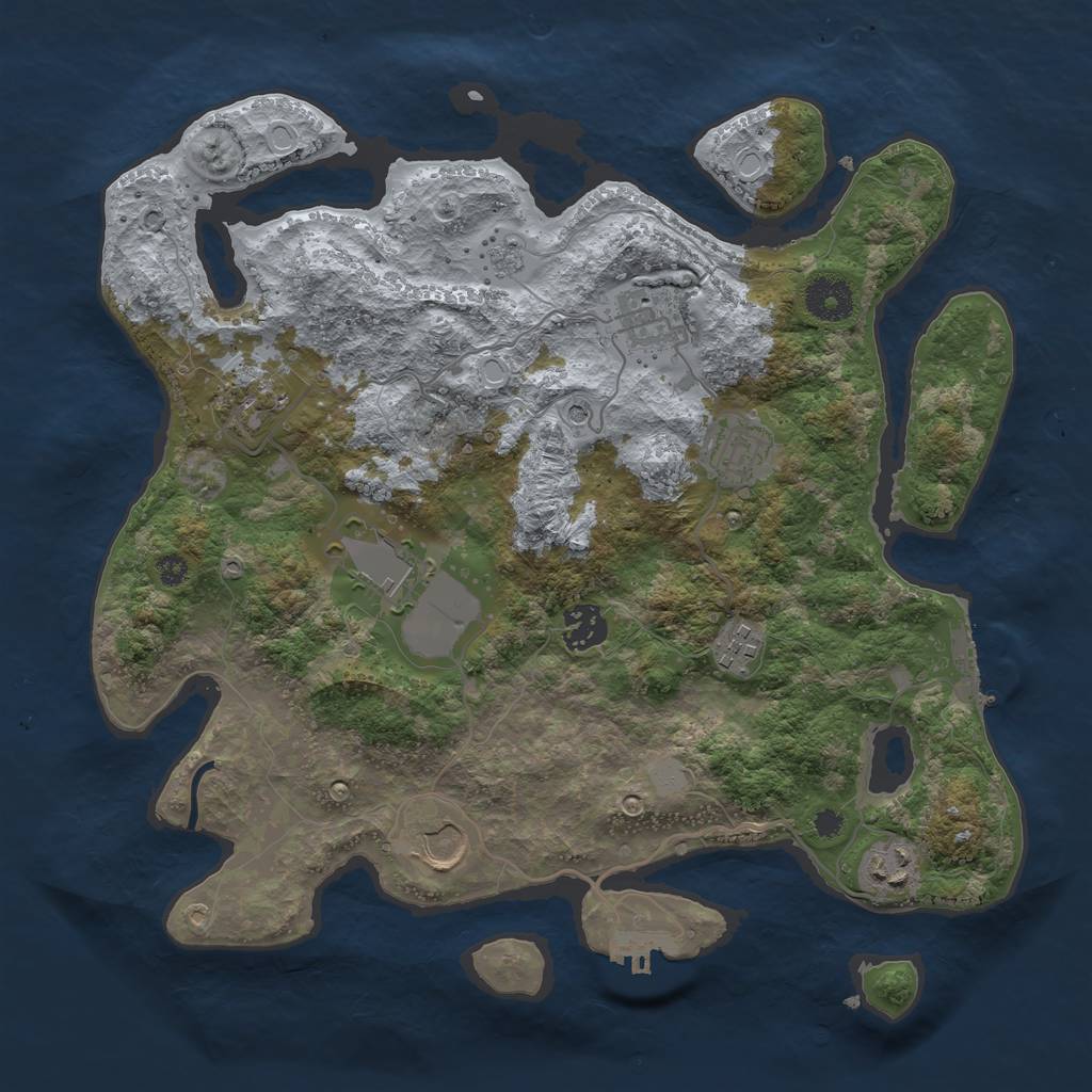 Rust Map: Procedural Map, Size: 3500, Seed: 30008888, 17 Monuments