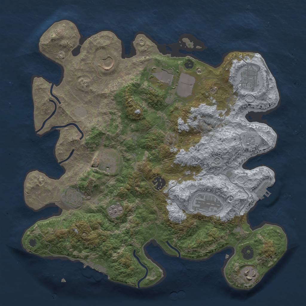 Rust Map: Procedural Map, Size: 3500, Seed: 5350, 18 Monuments