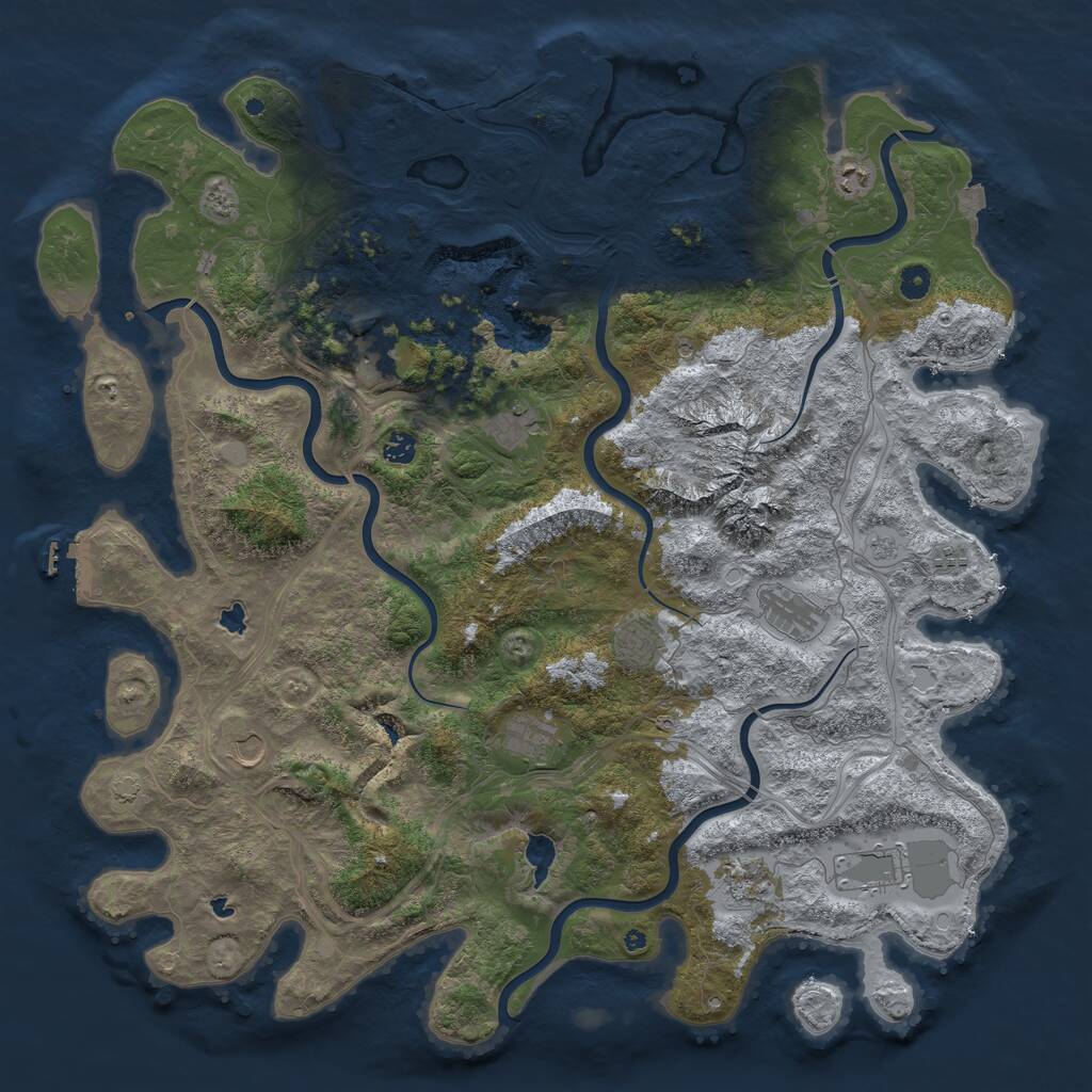 Rust Map: Procedural Map, Size: 5000, Seed: 73047, 17 Monuments