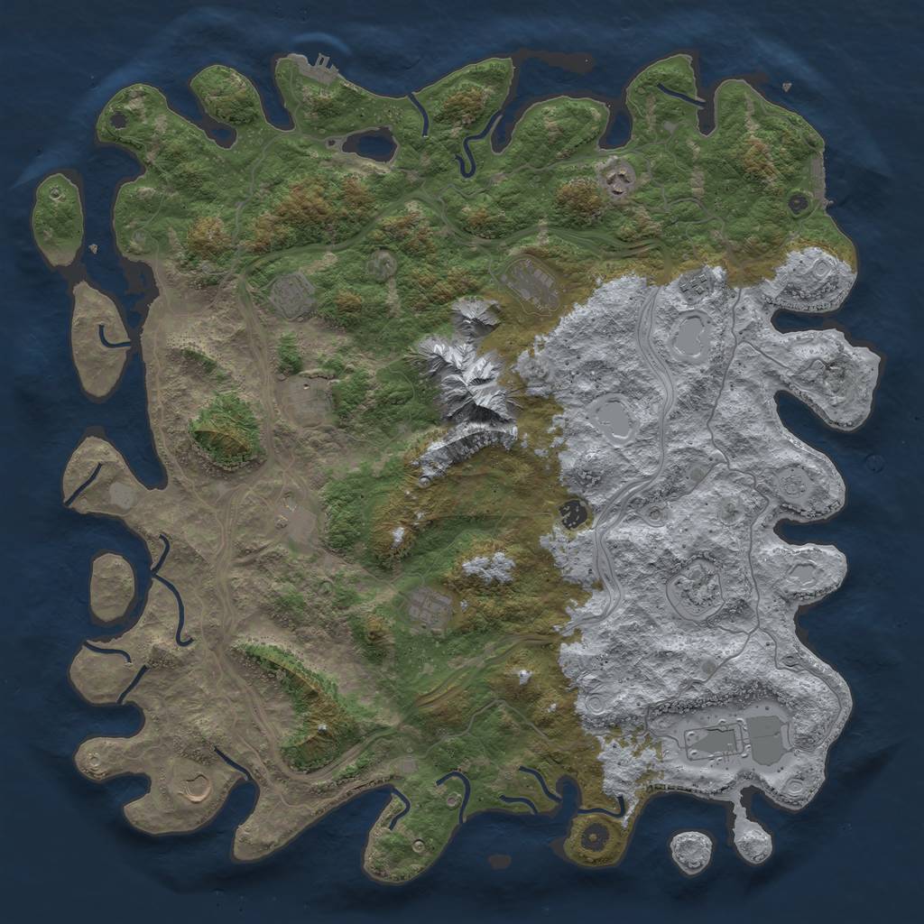 Rust Map: Procedural Map, Size: 5000, Seed: 73047, 20 Monuments