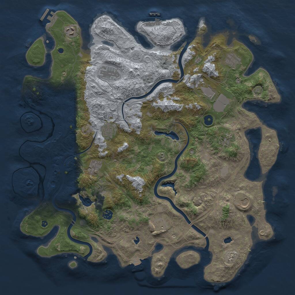 Rust Map: Procedural Map, Size: 4500, Seed: 914170537, 17 Monuments
