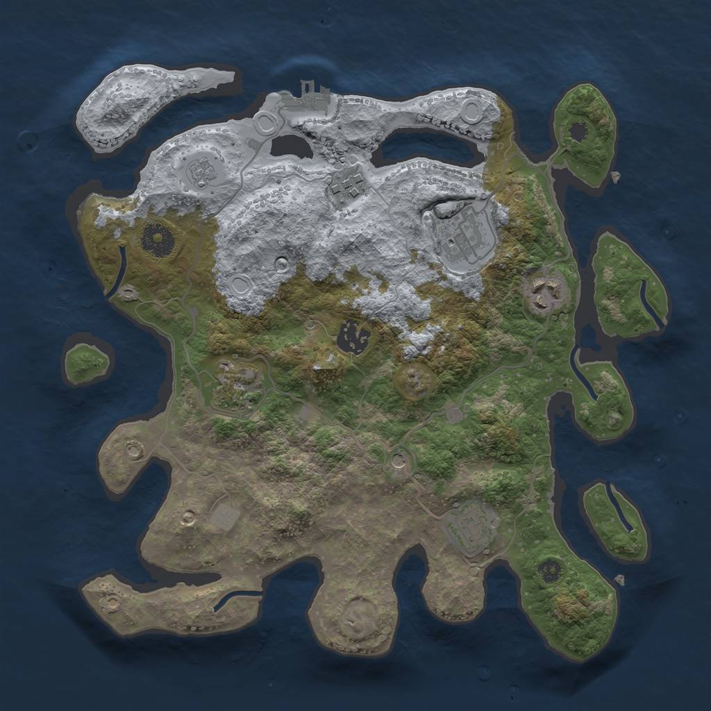 Rust Map: Procedural Map, Size: 3200, Seed: 1312346443, 14 Monuments