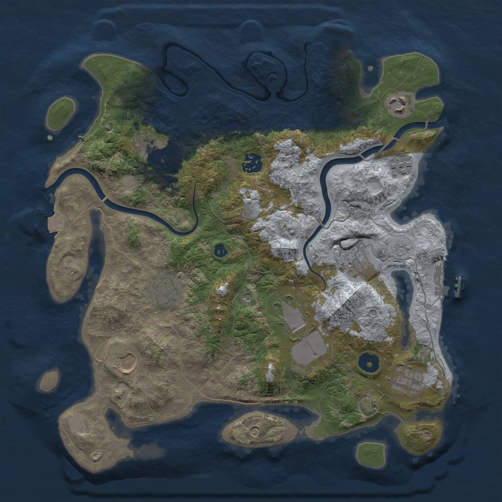 Rust Map: Procedural Map, Size: 3700, Seed: 1842472928, 15 Monuments