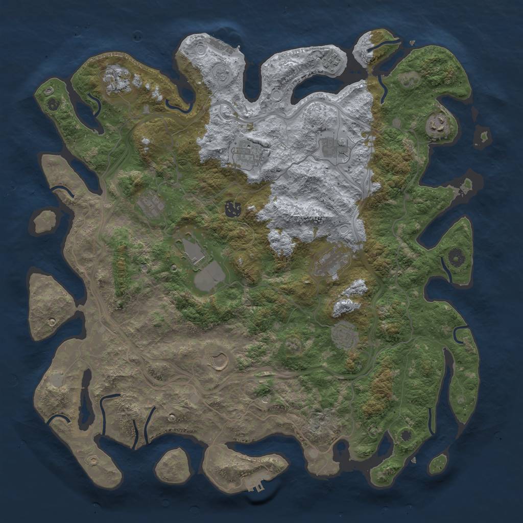 Rust Map: Procedural Map, Size: 4500, Seed: 374099457, 20 Monuments