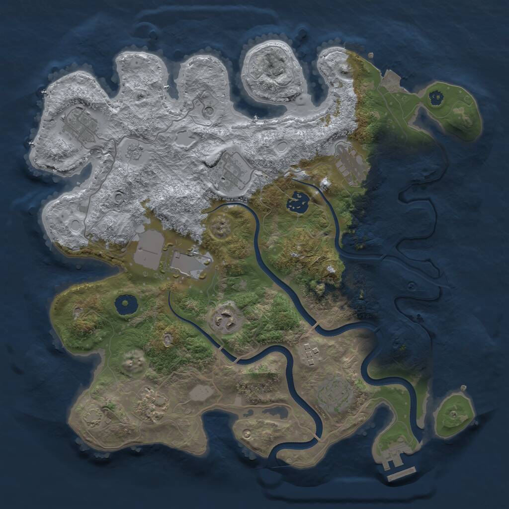 Rust Map: Procedural Map, Size: 3500, Seed: 717890382, 14 Monuments