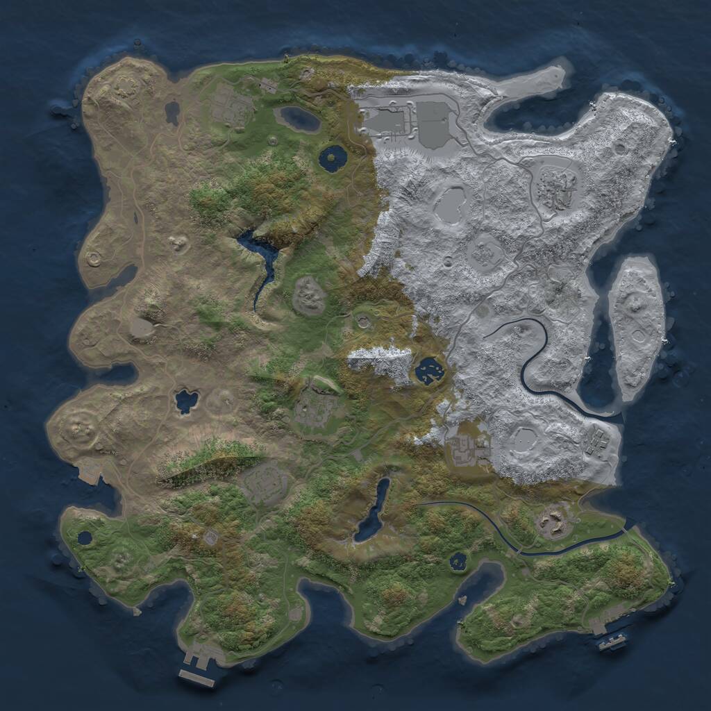 Rust Map: Procedural Map, Size: 4000, Seed: 545233, 15 Monuments