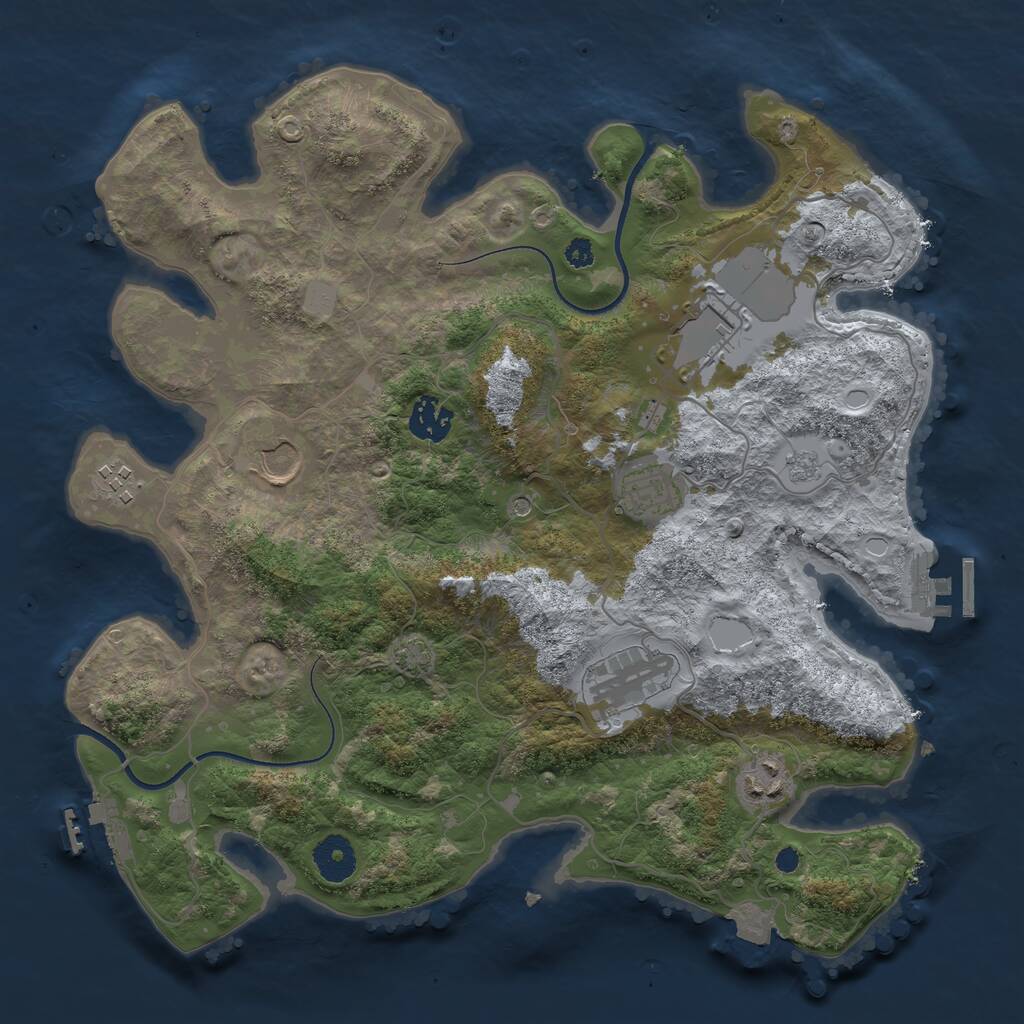 Rust Map: Procedural Map, Size: 3500, Seed: 485009237, 13 Monuments