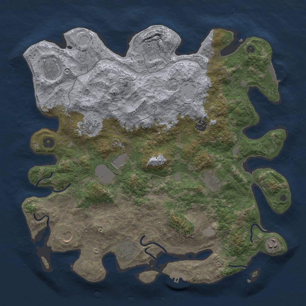 Rust Map: Procedural Map, Size: 4100, Seed: 2023001, 19 Monuments