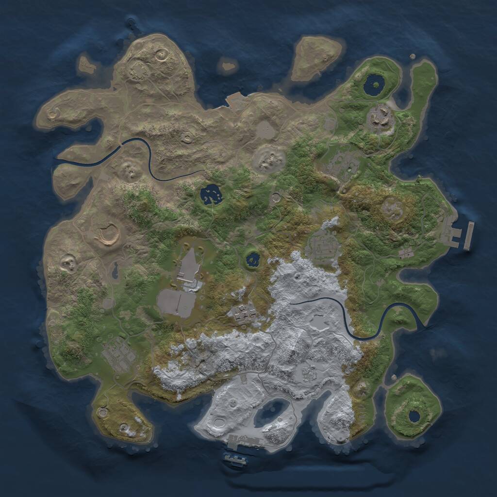 Rust Map: Procedural Map, Size: 3500, Seed: 1666464498, 14 Monuments