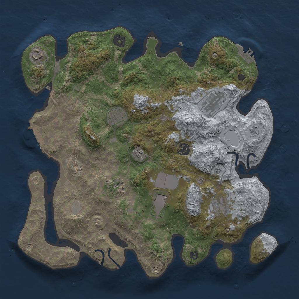 Rust Map: Procedural Map, Size: 3500, Seed: 509365934, 17 Monuments