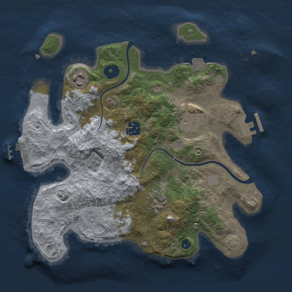Rust Map: Procedural Map, Size: 3000, Seed: 913148642, 11 Monuments