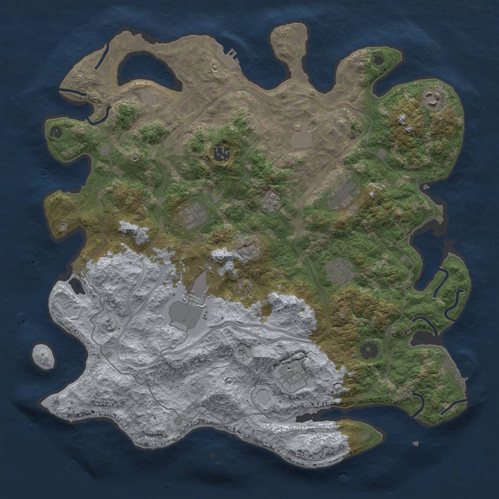 Rust Map: Procedural Map, Size: 4250, Seed: 542039027, 18 Monuments