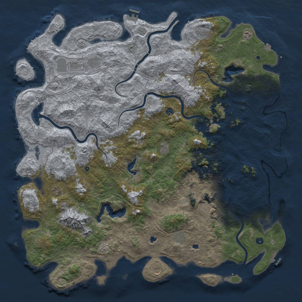 Rust Map: Procedural Map, Size: 6000, Seed: 259215925, 17 Monuments