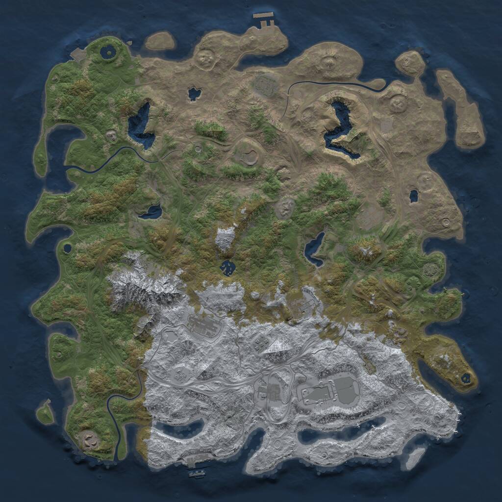 Rust Map: Procedural Map, Size: 5000, Seed: 936429099, 17 Monuments