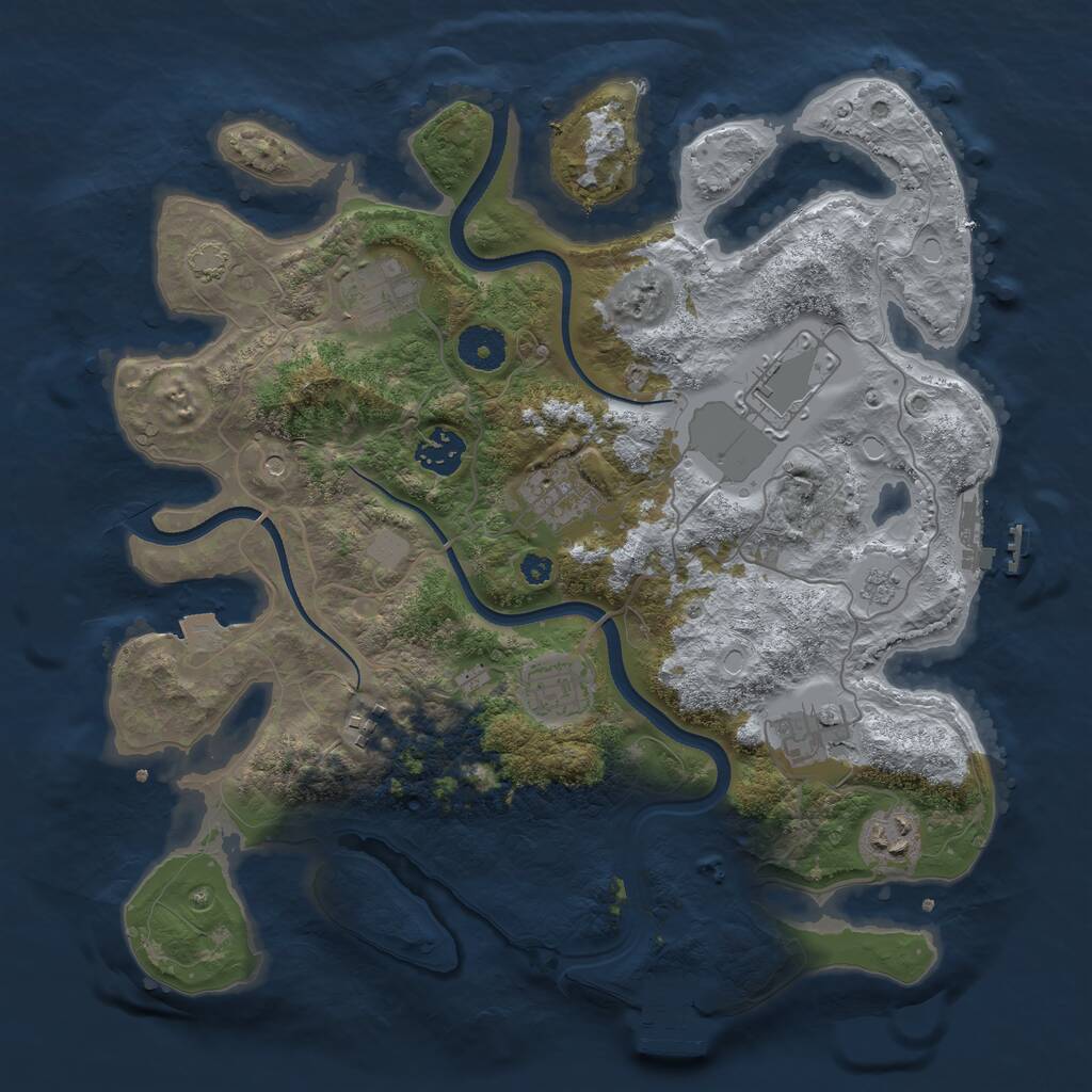 Rust Map: Procedural Map, Size: 3500, Seed: 295423678, 14 Monuments