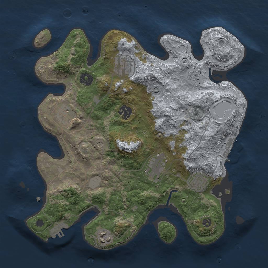Rust Map: Procedural Map, Size: 3000, Seed: 535254776, 15 Monuments