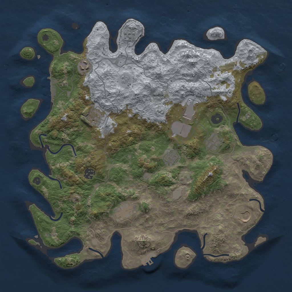 Rust Map: Procedural Map, Size: 4000, Seed: 589121780, 17 Monuments