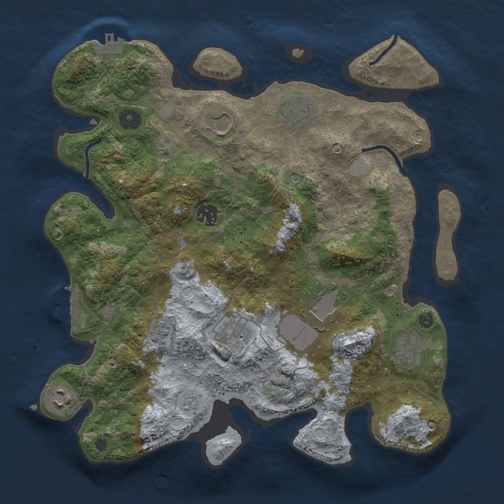 Rust Map: Procedural Map, Size: 3500, Seed: 80628145, 17 Monuments
