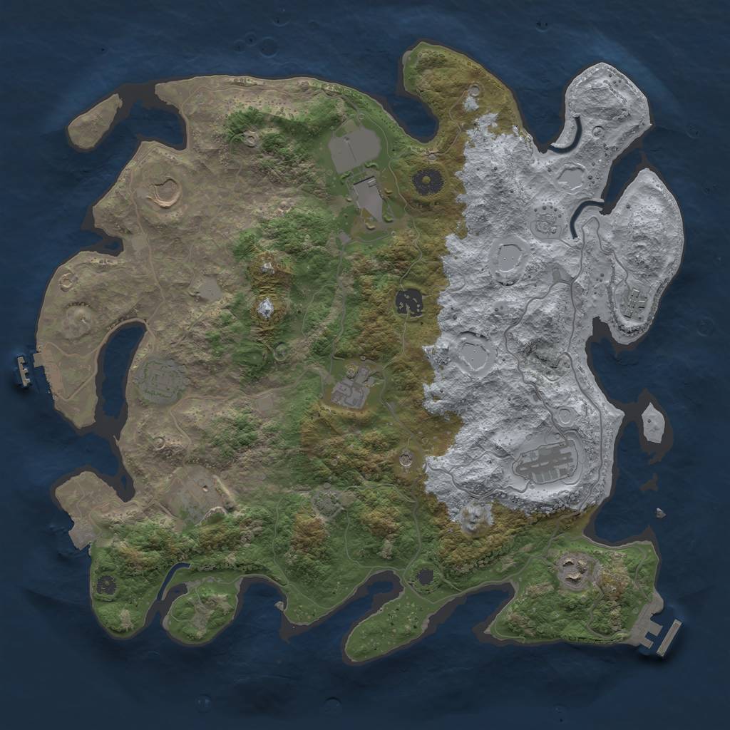 Rust Map: Procedural Map, Size: 3800, Seed: 2079713, 17 Monuments