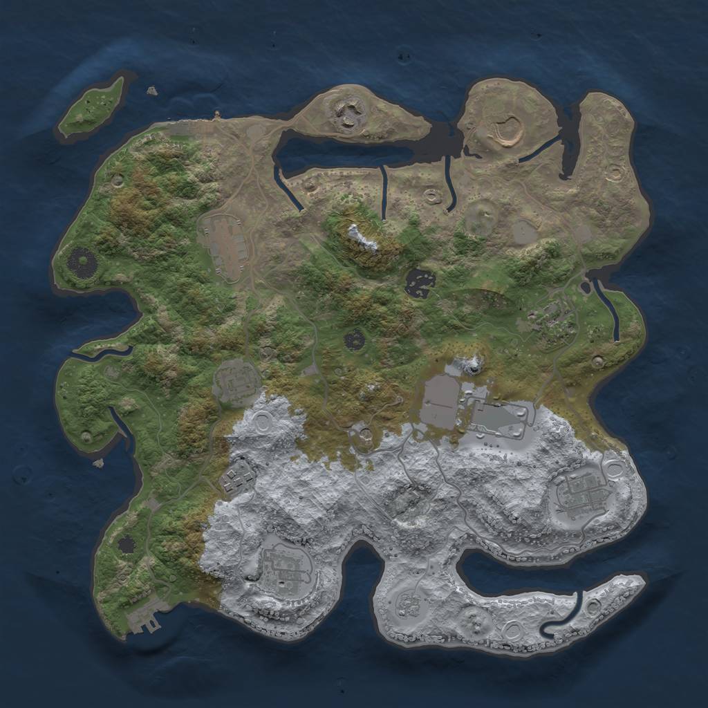 Rust Map: Procedural Map, Size: 3500, Seed: 1279929262, 19 Monuments