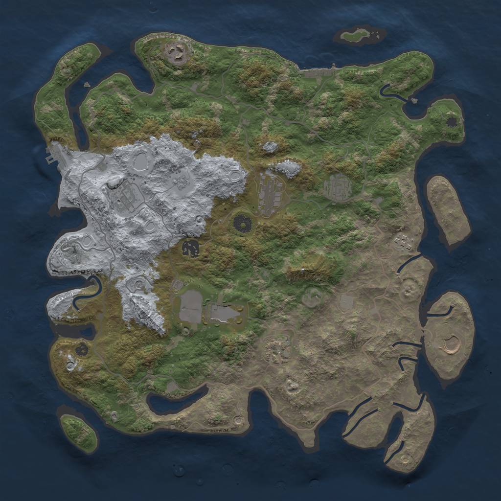 Rust Map: Procedural Map, Size: 4096, Seed: 8471, 18 Monuments