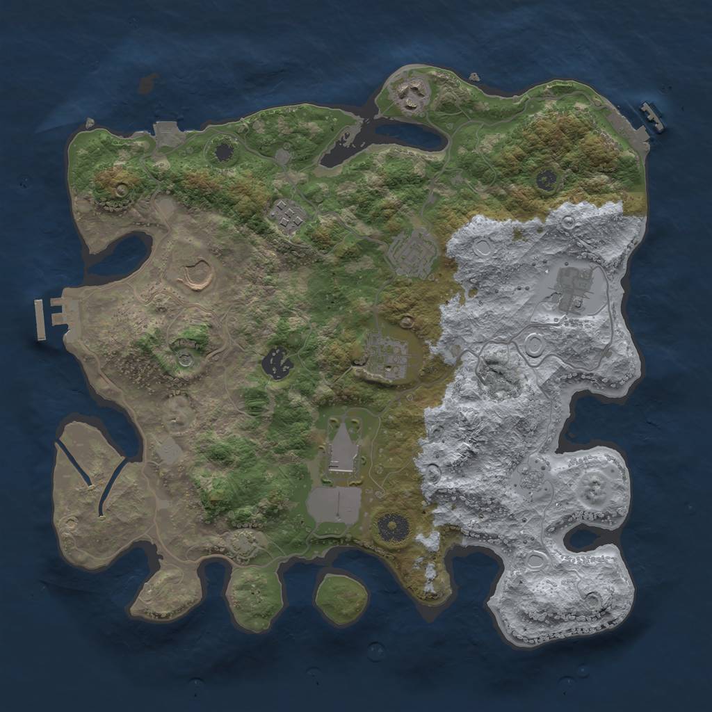 Rust Map: Procedural Map, Size: 3500, Seed: 2011, 16 Monuments