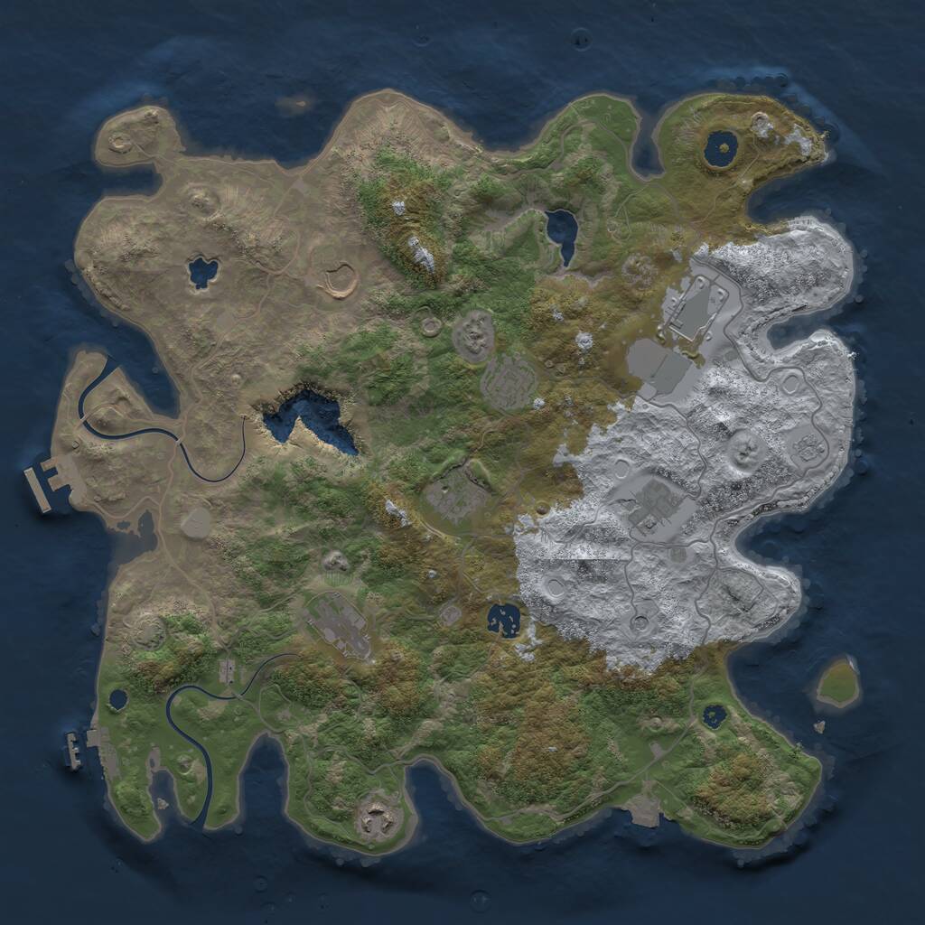 Rust Map: Procedural Map, Size: 4000, Seed: 233323, 14 Monuments