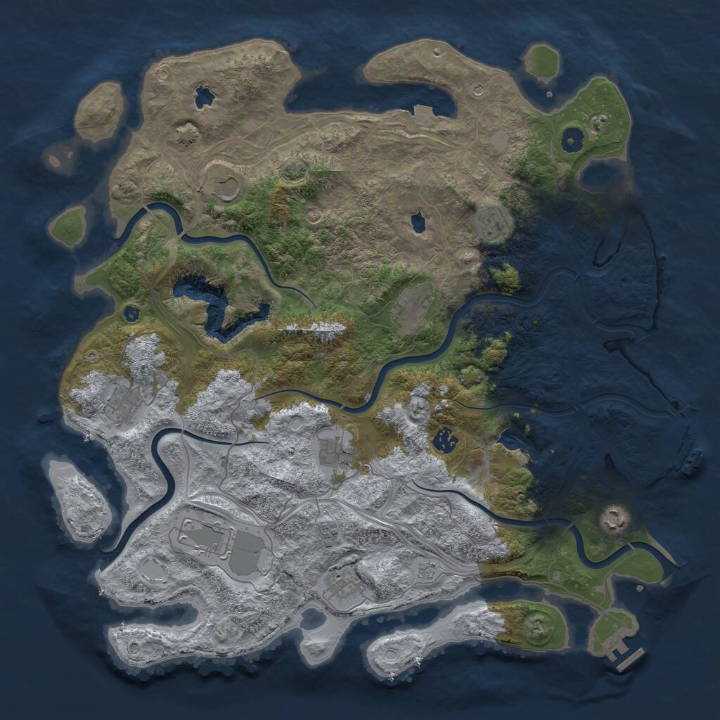 Rust Map: Procedural Map, Size: 4500, Seed: 76065980, 16 Monuments