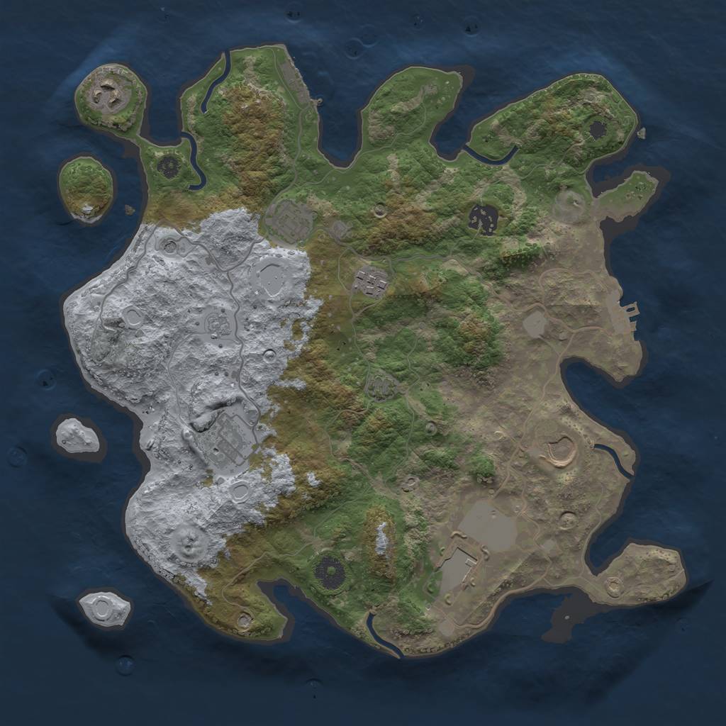 Rust Map: Procedural Map, Size: 3500, Seed: 1060487078, 15 Monuments