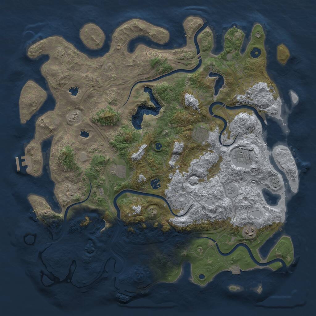 Rust Map: Procedural Map, Size: 4500, Seed: 2145295469, 12 Monuments