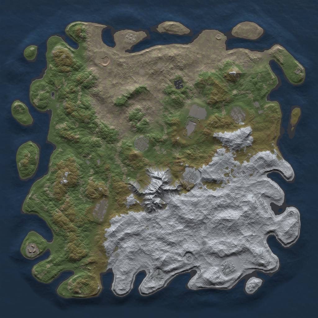 Rust Map: Barren, Size: 5000, Seed: 7231677, 13 Monuments