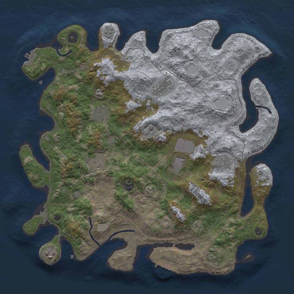 Rust Map: Procedural Map, Size: 4000, Seed: 536021841, 18 Monuments