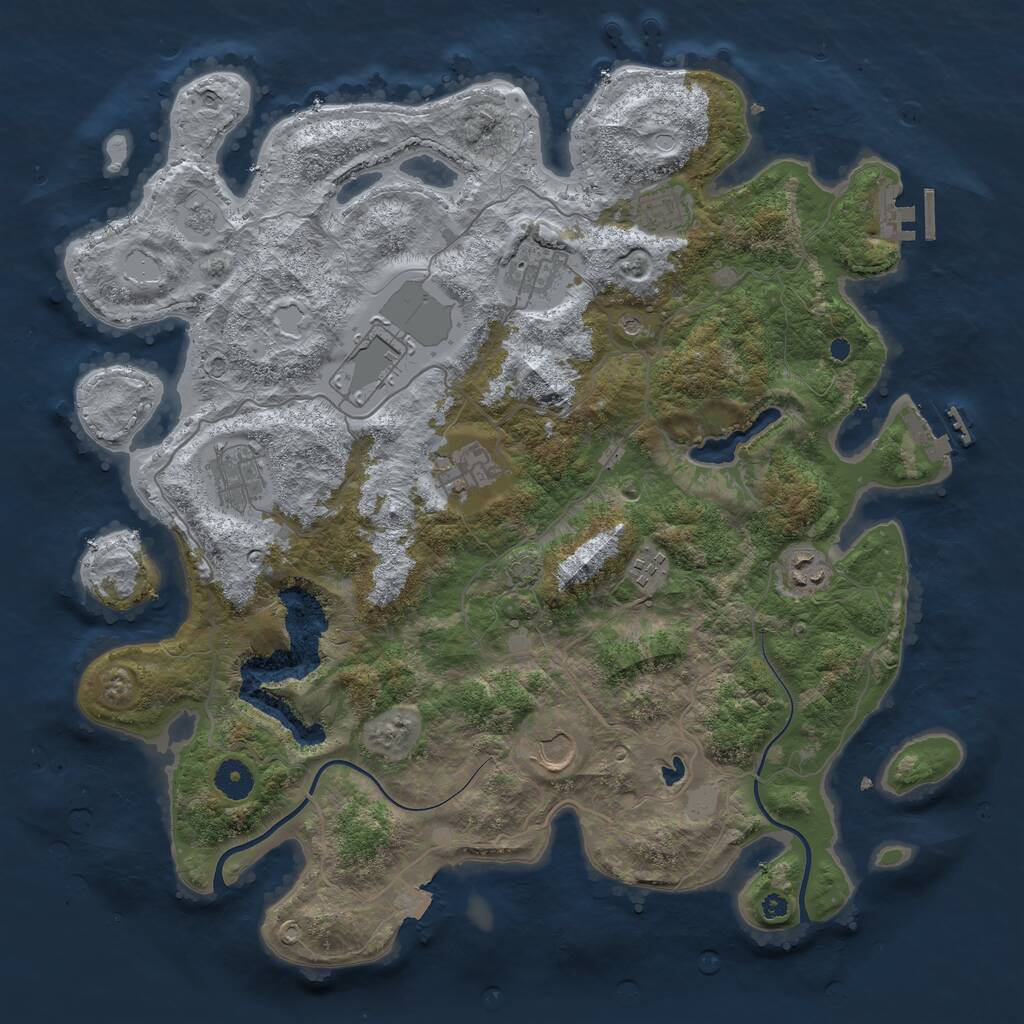 Rust Map: Procedural Map, Size: 4000, Seed: 734939255, 14 Monuments