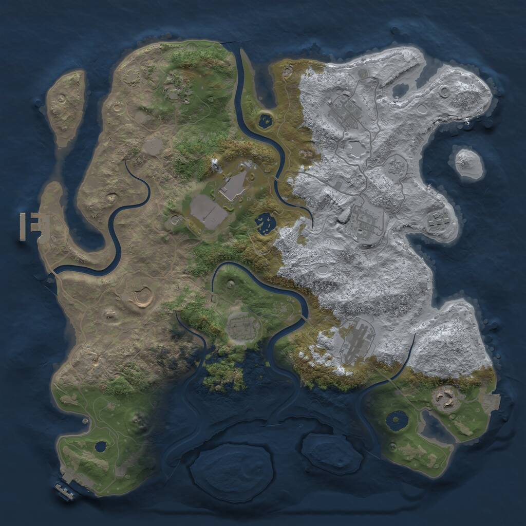 Rust Map: Procedural Map, Size: 3800, Seed: 1905439, 16 Monuments