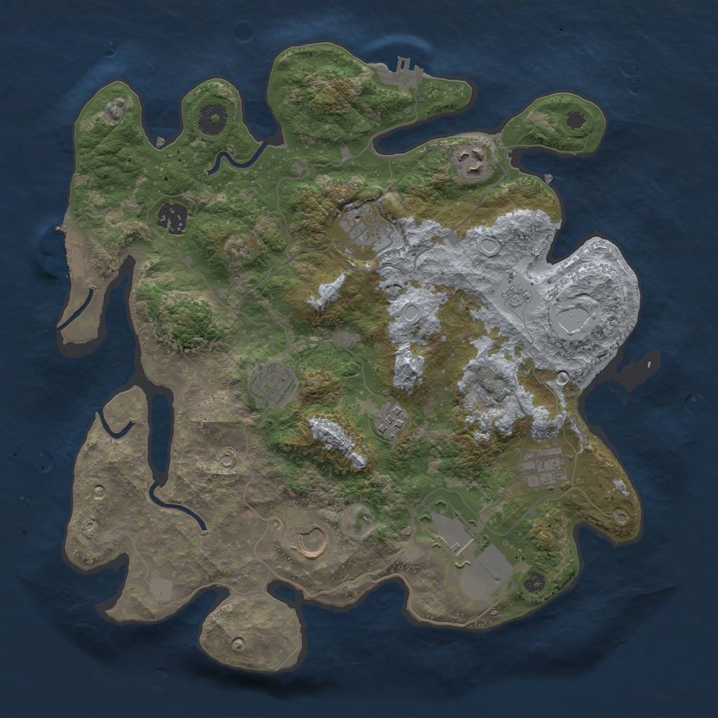 Rust Map: Procedural Map, Size: 3500, Seed: 72737386, 16 Monuments