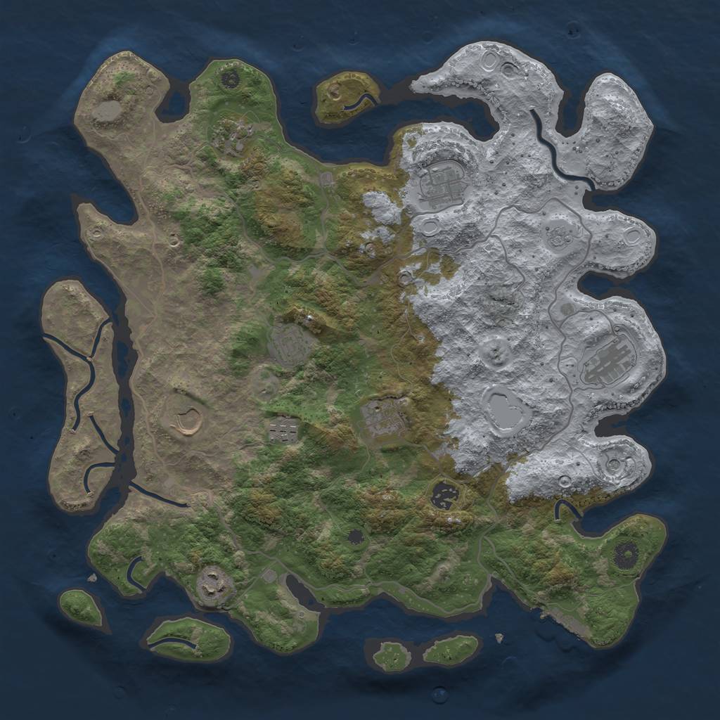 Rust Map: Procedural Map, Size: 4000, Seed: 51421, 17 Monuments