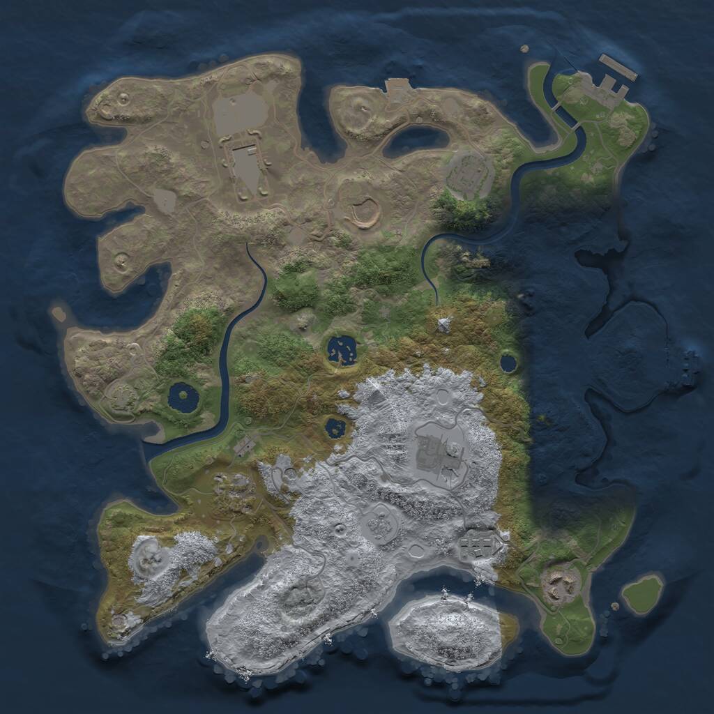 Rust Map: Procedural Map, Size: 3500, Seed: 90315923, 14 Monuments