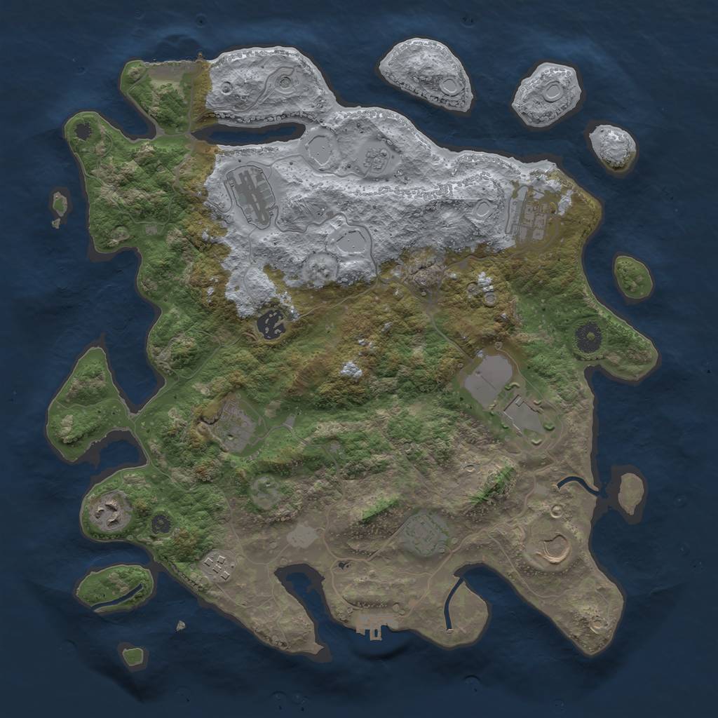 Rust Map: Procedural Map, Size: 3750, Seed: 901381453, 18 Monuments