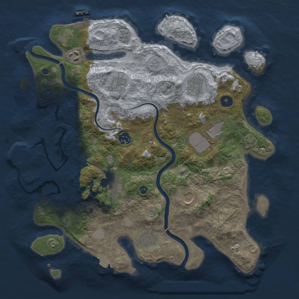 Rust Map: Procedural Map, Size: 3750, Seed: 901381453, 15 Monuments