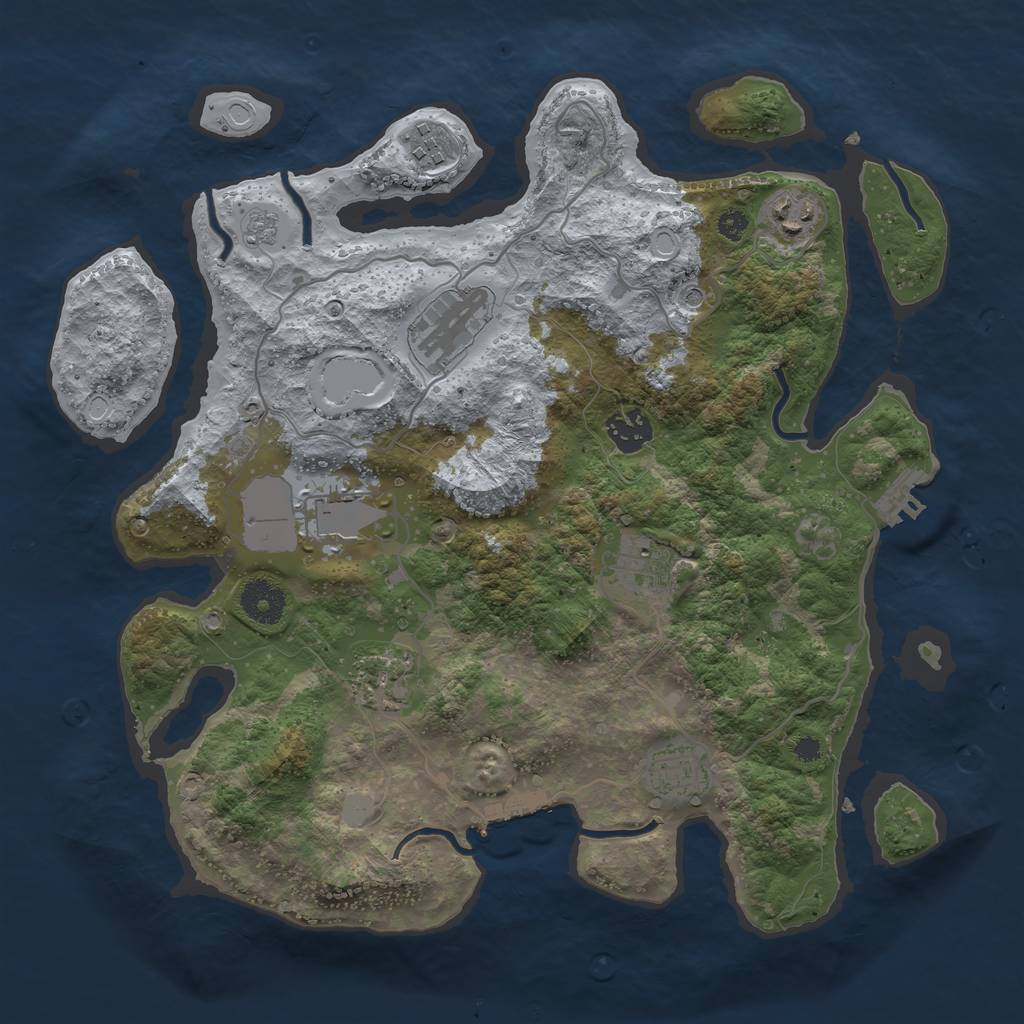 Rust Map: Procedural Map, Size: 3500, Seed: 51662364, 17 Monuments