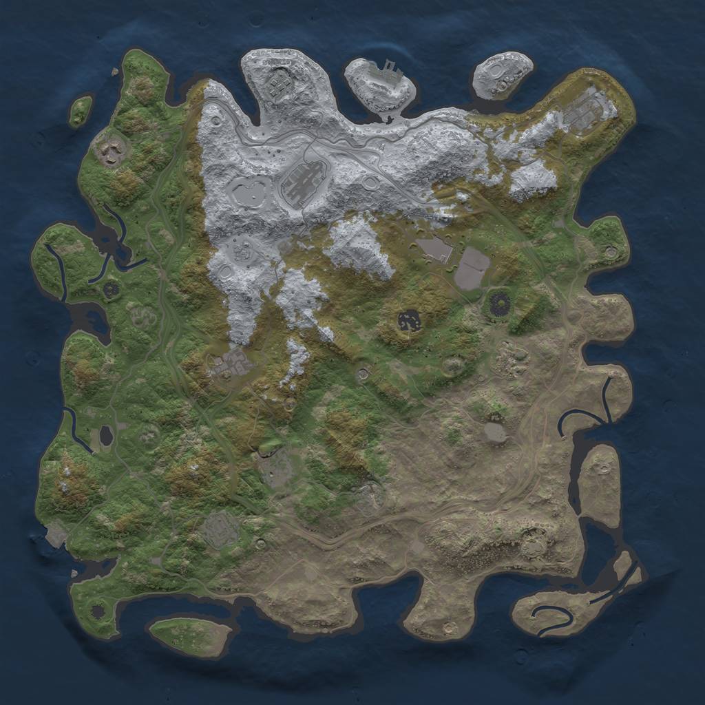 Rust Map: Procedural Map, Size: 4500, Seed: 971447630, 17 Monuments