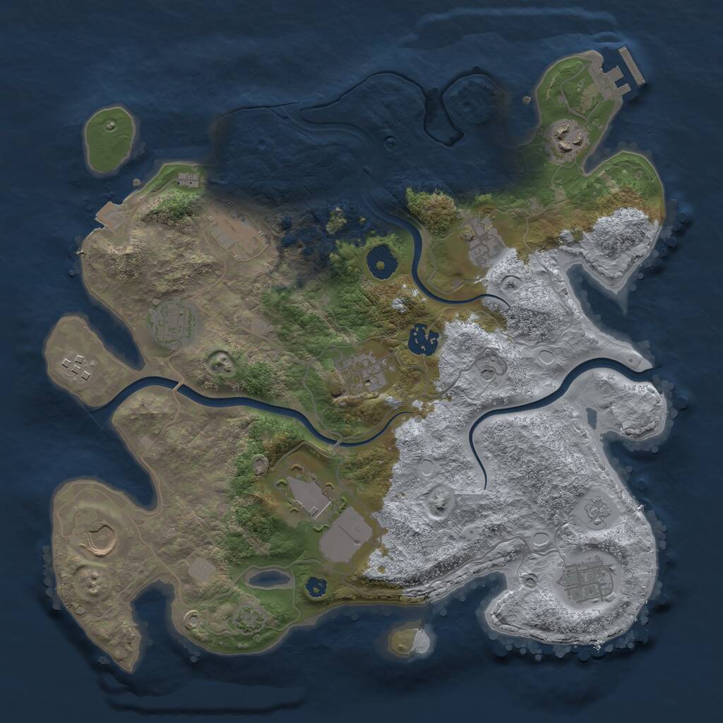 Rust Map: Procedural Map, Size: 3500, Seed: 897248003, 15 Monuments