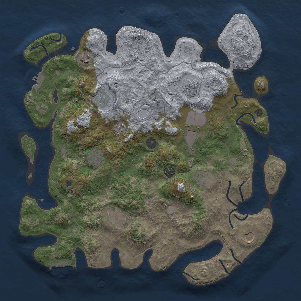 Rust Map: Procedural Map, Size: 4000, Seed: 4536534, 19 Monuments