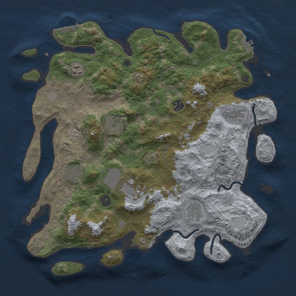 Rust Map: Procedural Map, Size: 4000, Seed: 365660431, 17 Monuments