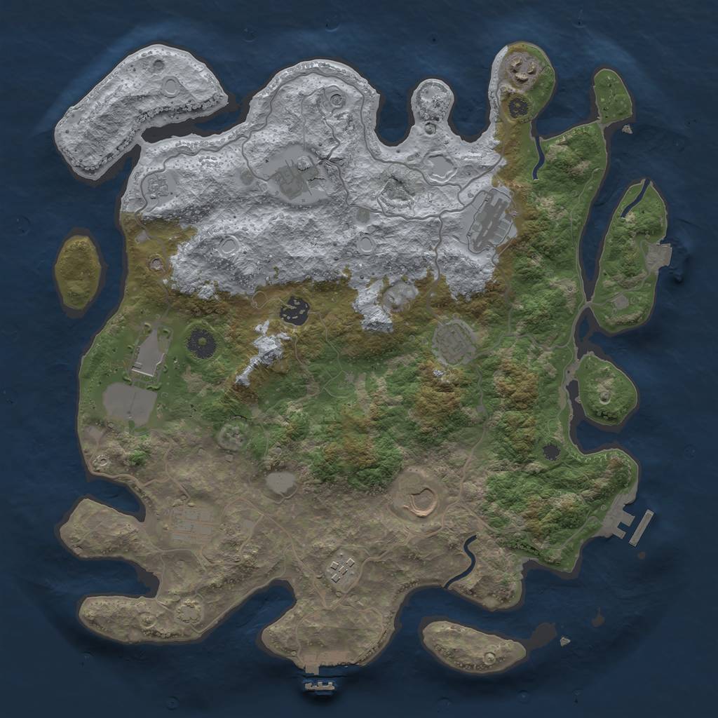 Rust Map: Procedural Map, Size: 3750, Seed: 16459492, 17 Monuments