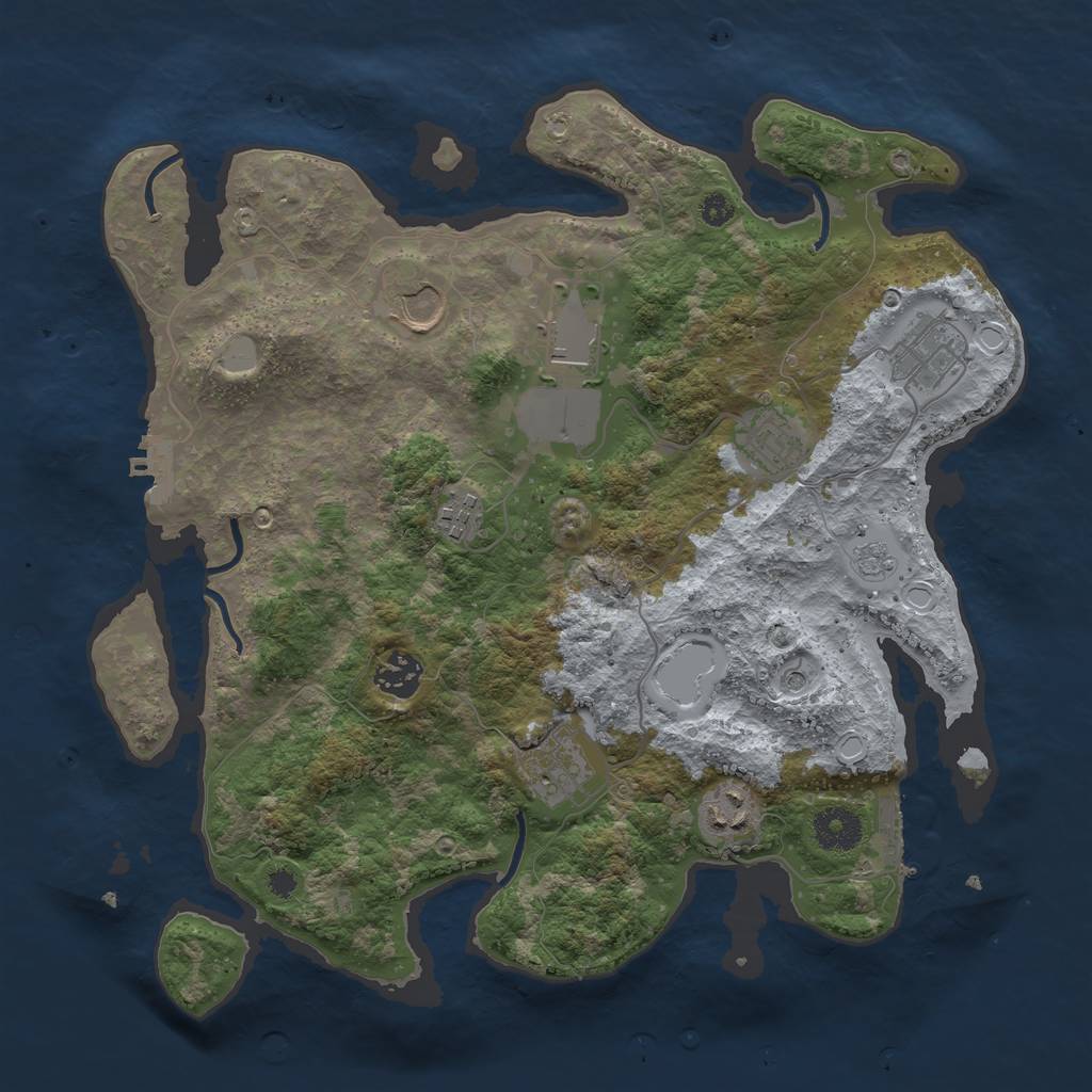 Rust Map: Procedural Map, Size: 3500, Seed: 396431, 17 Monuments