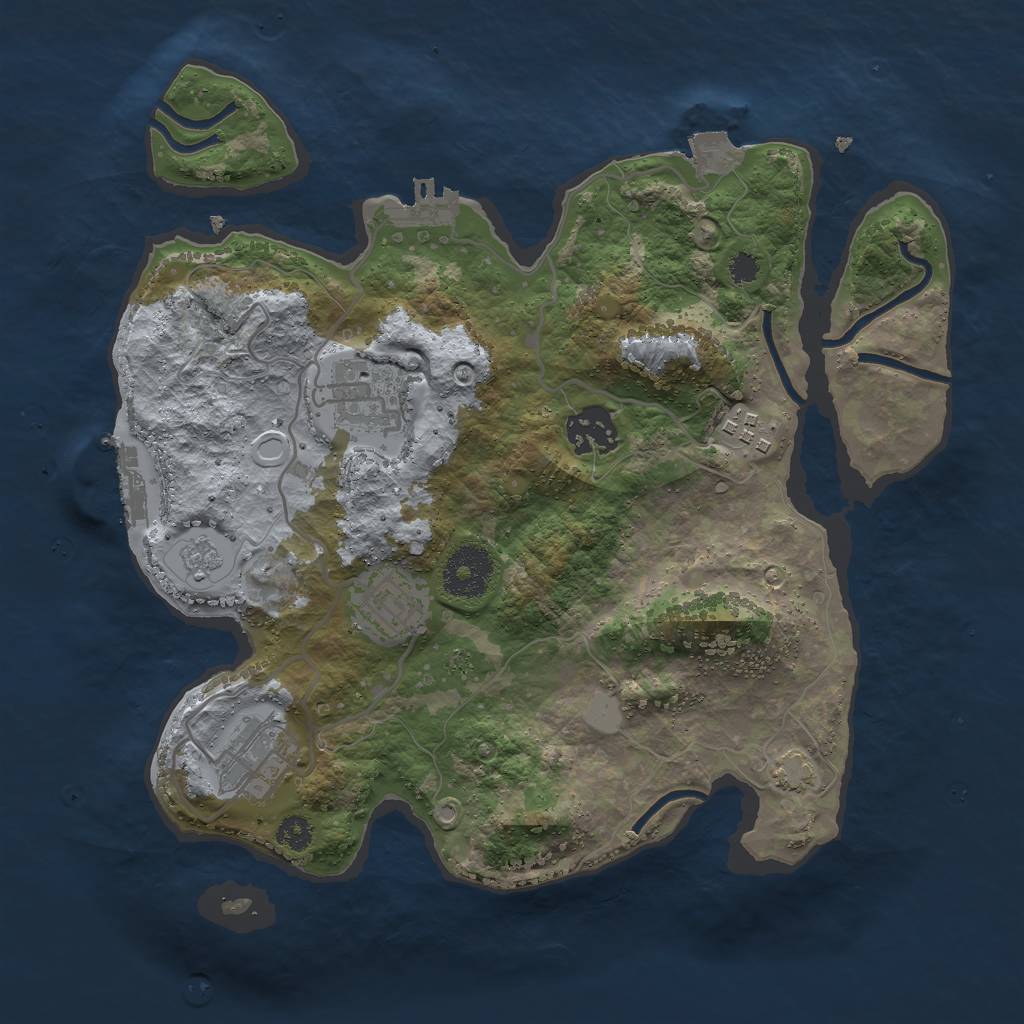 Rust Map: Procedural Map, Size: 3000, Seed: 2064972637, 12 Monuments